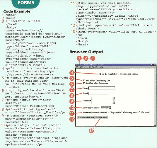 Forms Code Example and Browser Output