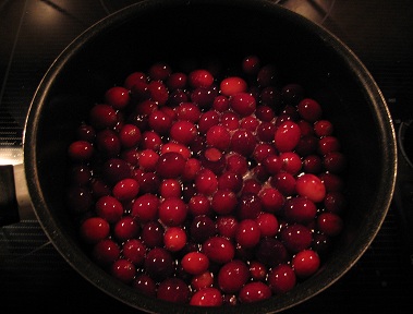 Cranberries in a pot